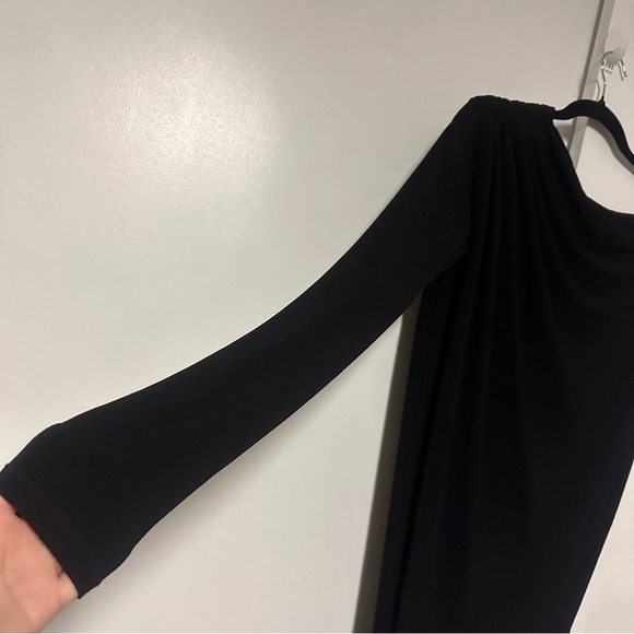 Rachel Zoe Black Jersey One Shoulder Long Sleeve asymmetrical hem Dress Size 4 - Picture 4 of 8